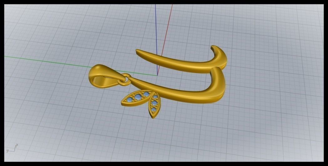 U Letter Leaf Style 3D print model_3