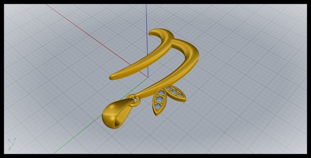 U Letter Leaf Style 3D print model_4