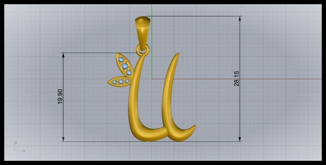 U Letter Leaf Style 3D print model_8