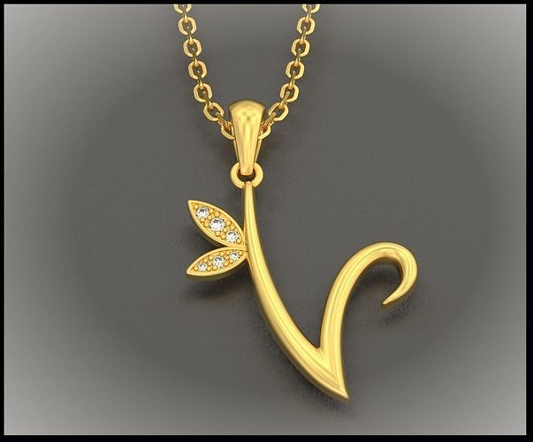 V Letter Leaf Style 3D print model