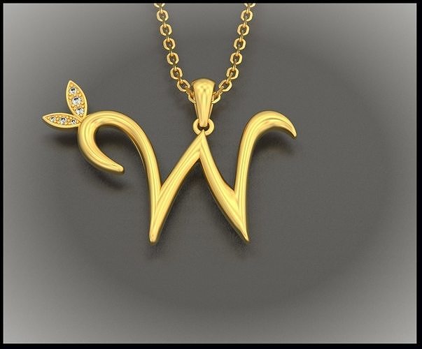 W Letter Leaf Style 3D print model