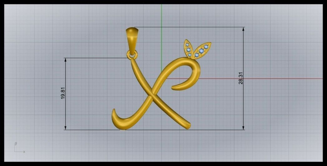 X Letter Leaf Style 3D print model_8