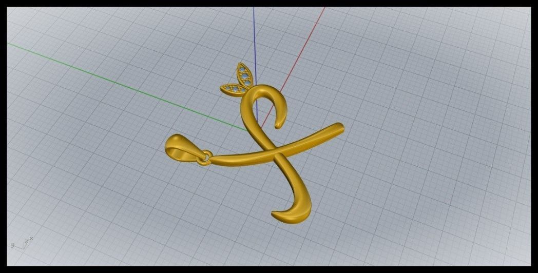 X Letter Leaf Style 3D print model_3