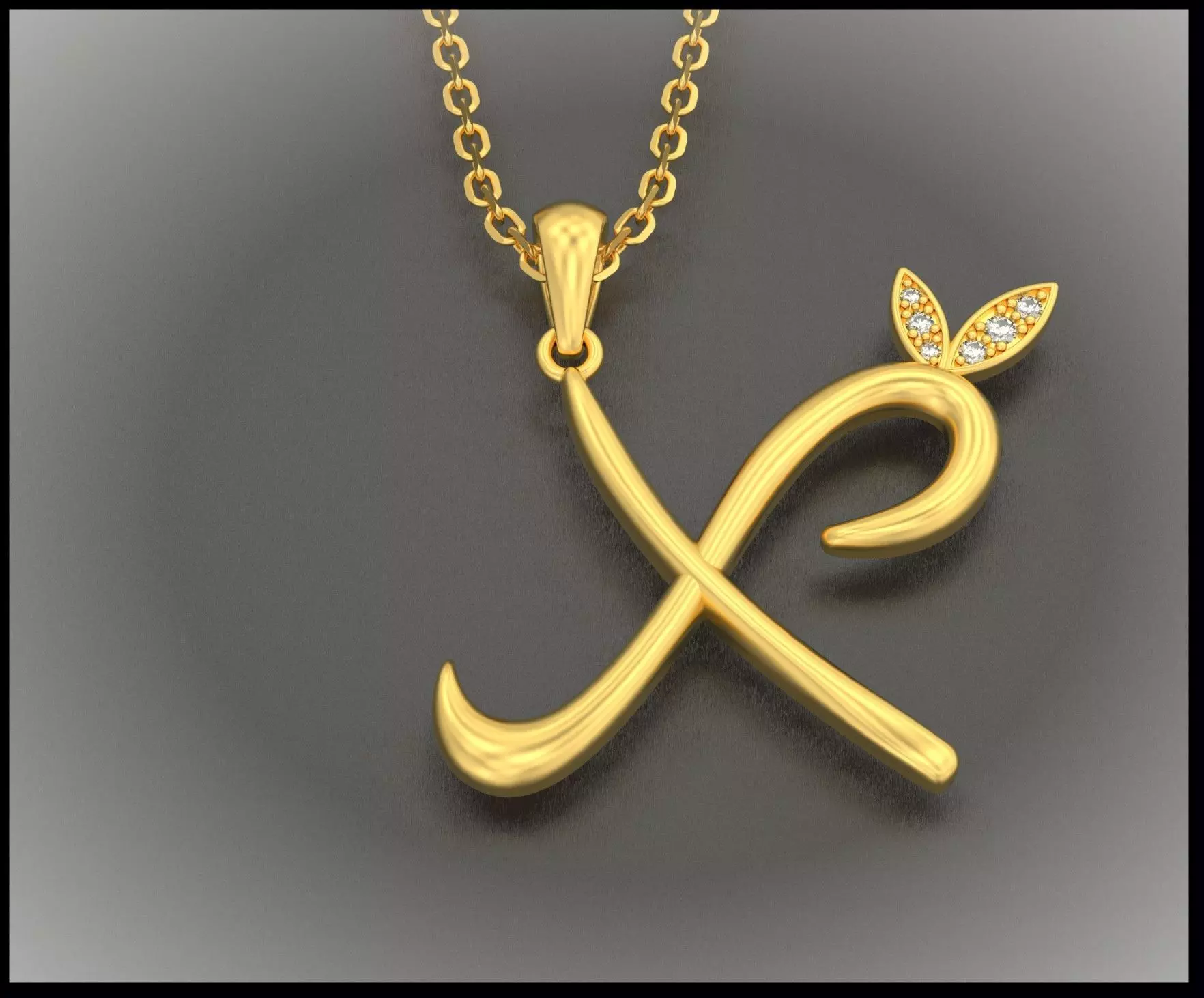 X Letter Leaf Style 3D print model_0