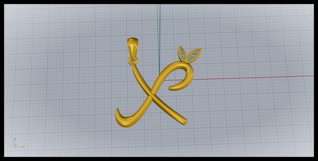 X Letter Leaf Style 3D print model_7