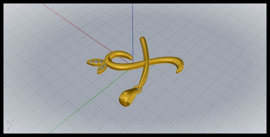 X Letter Leaf Style 3D print model_4