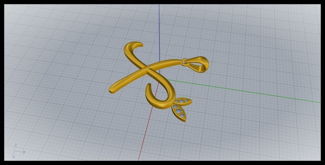 X Letter Leaf Style 3D print model_6