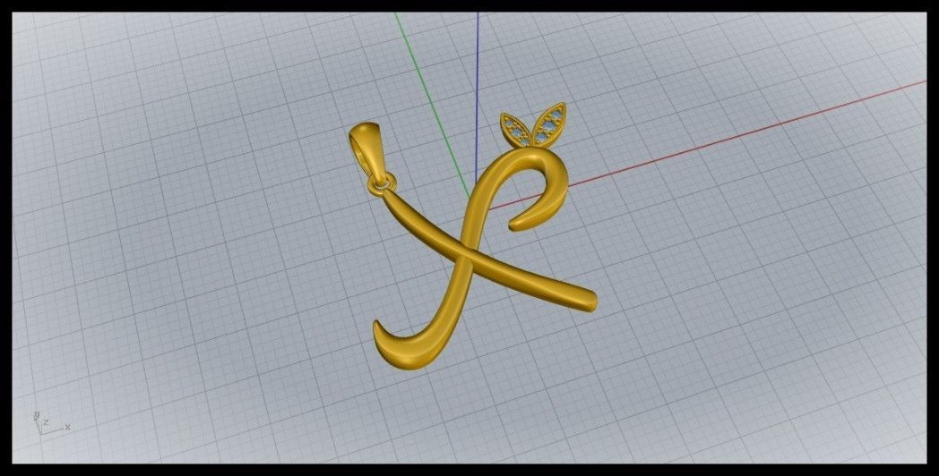 X Letter Leaf Style 3D print model_5
