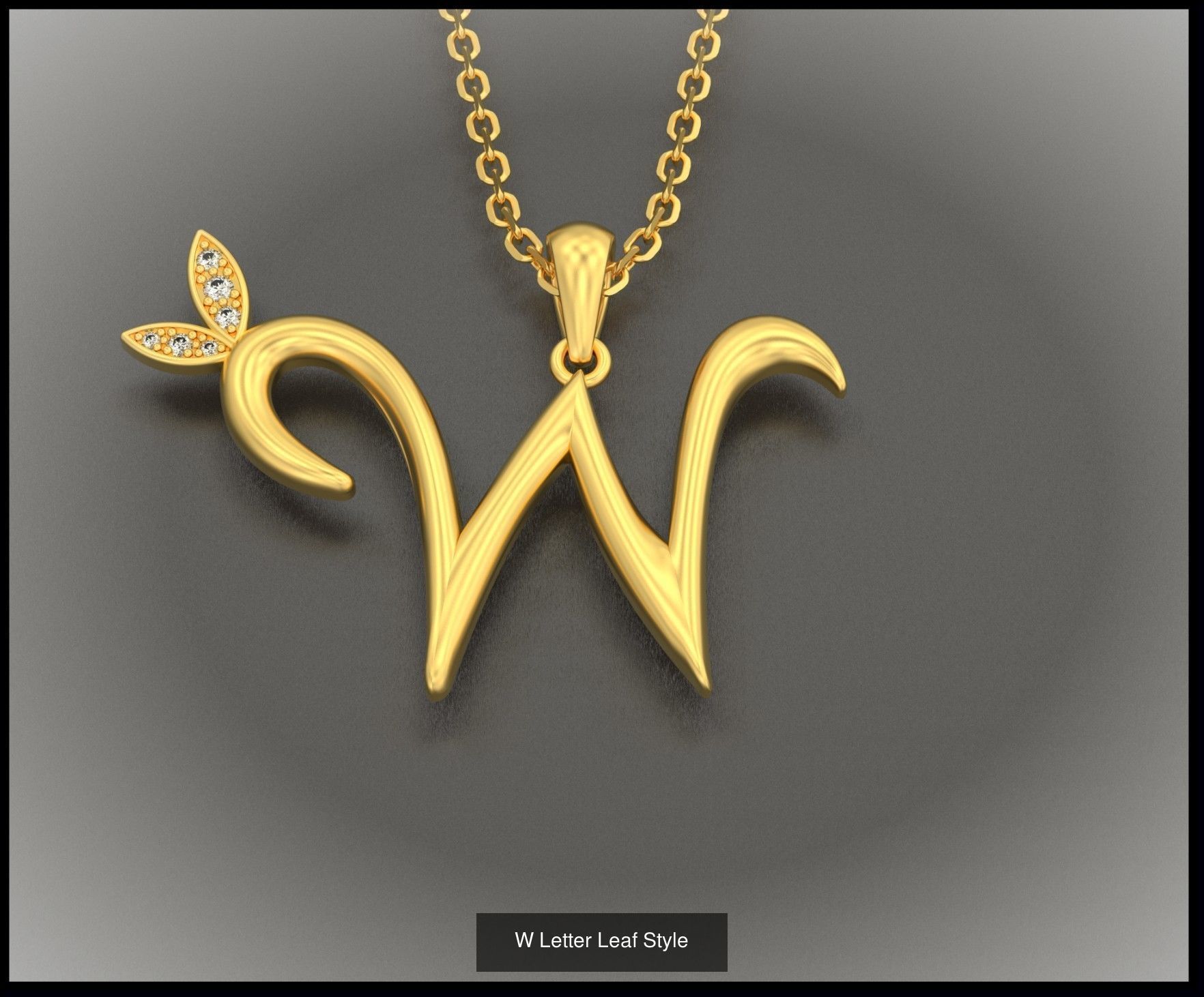 A-Z Letter Leaf Style 3D Model Collection_25