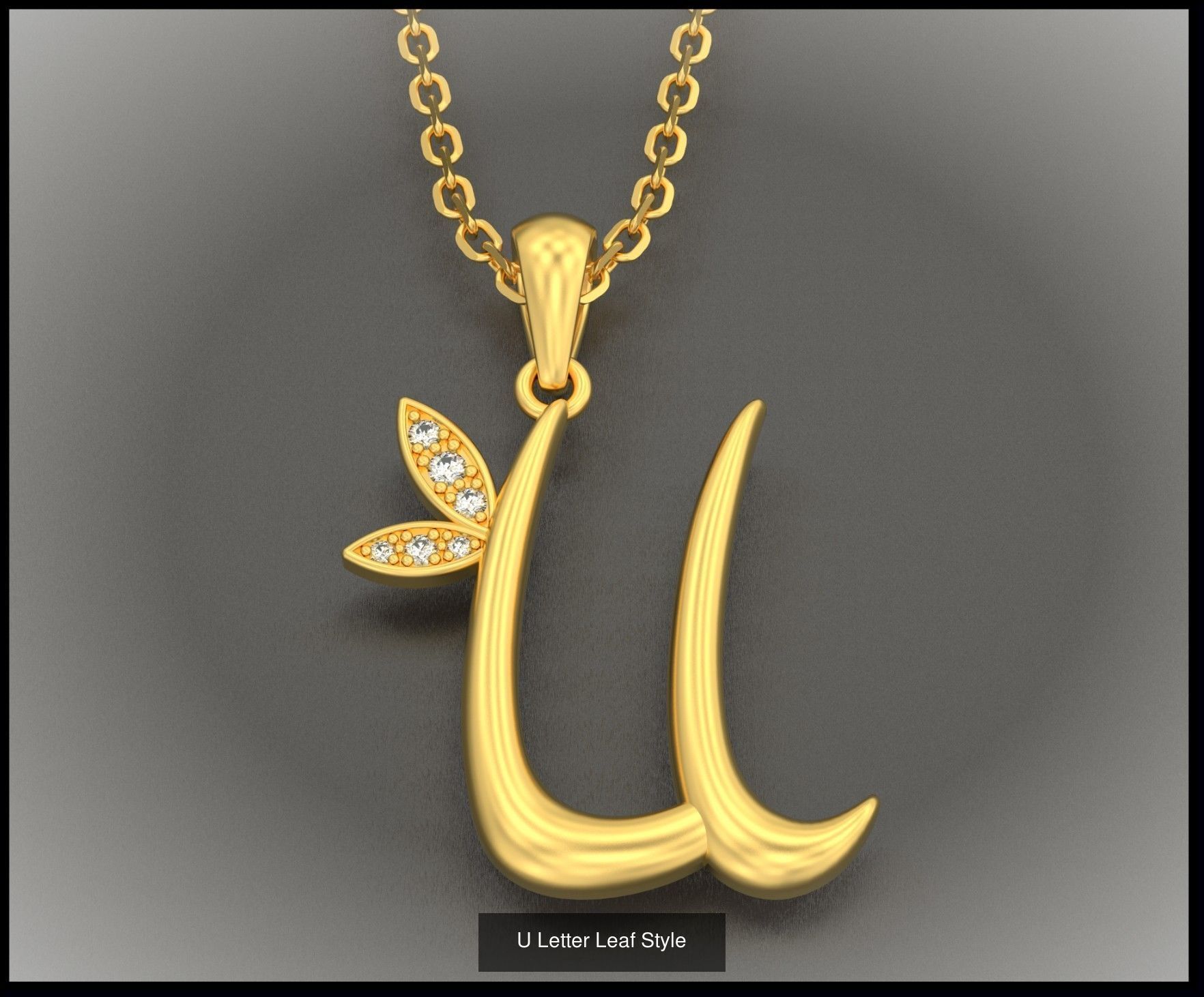 A-Z Letter Leaf Style 3D Model Collection_23