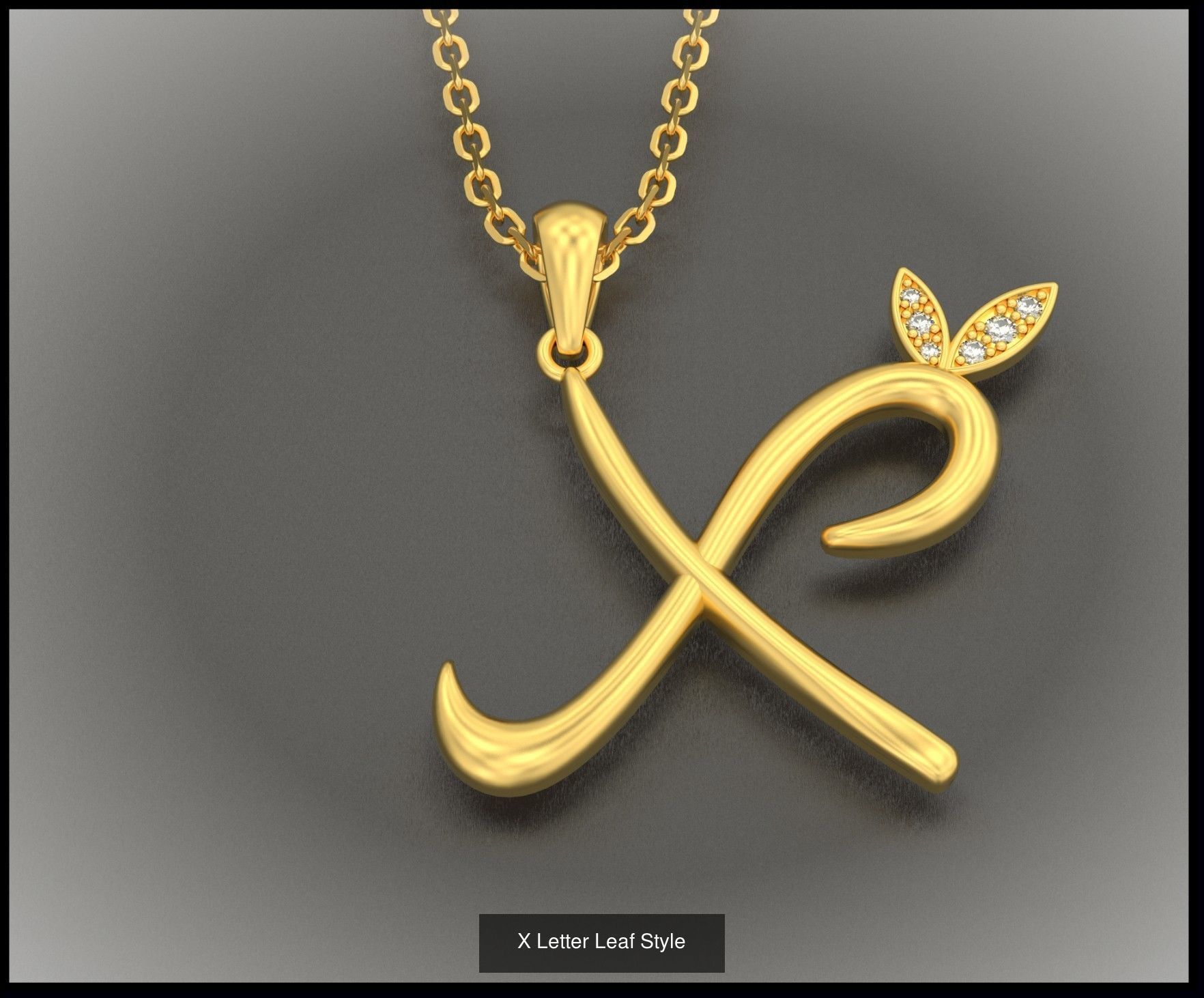 A-Z Letter Leaf Style 3D Model Collection_26