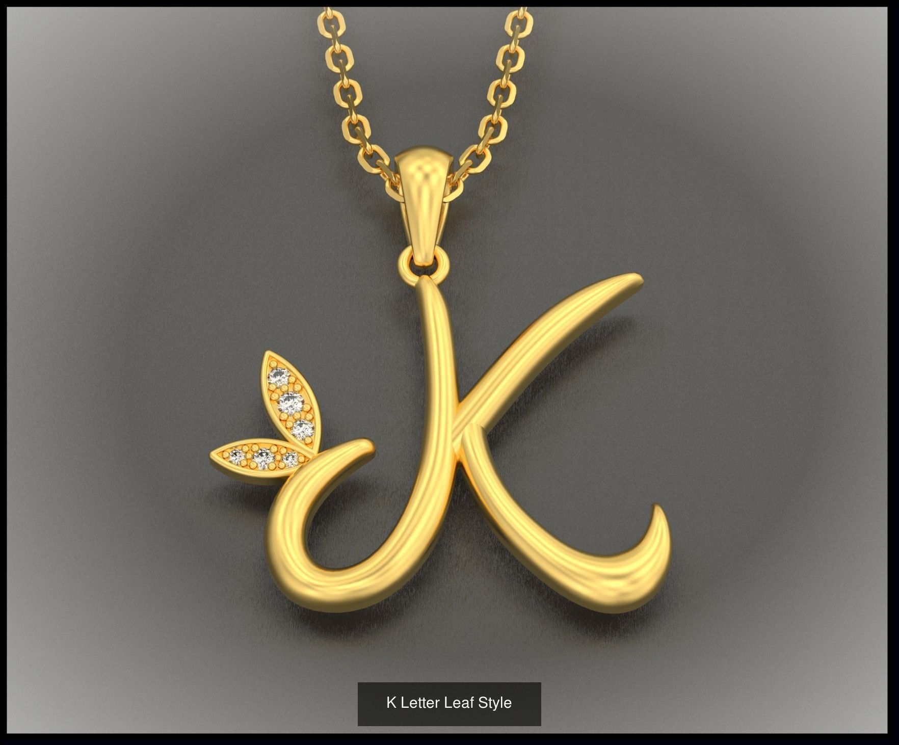 A-Z Letter Leaf Style 3D Model Collection_13