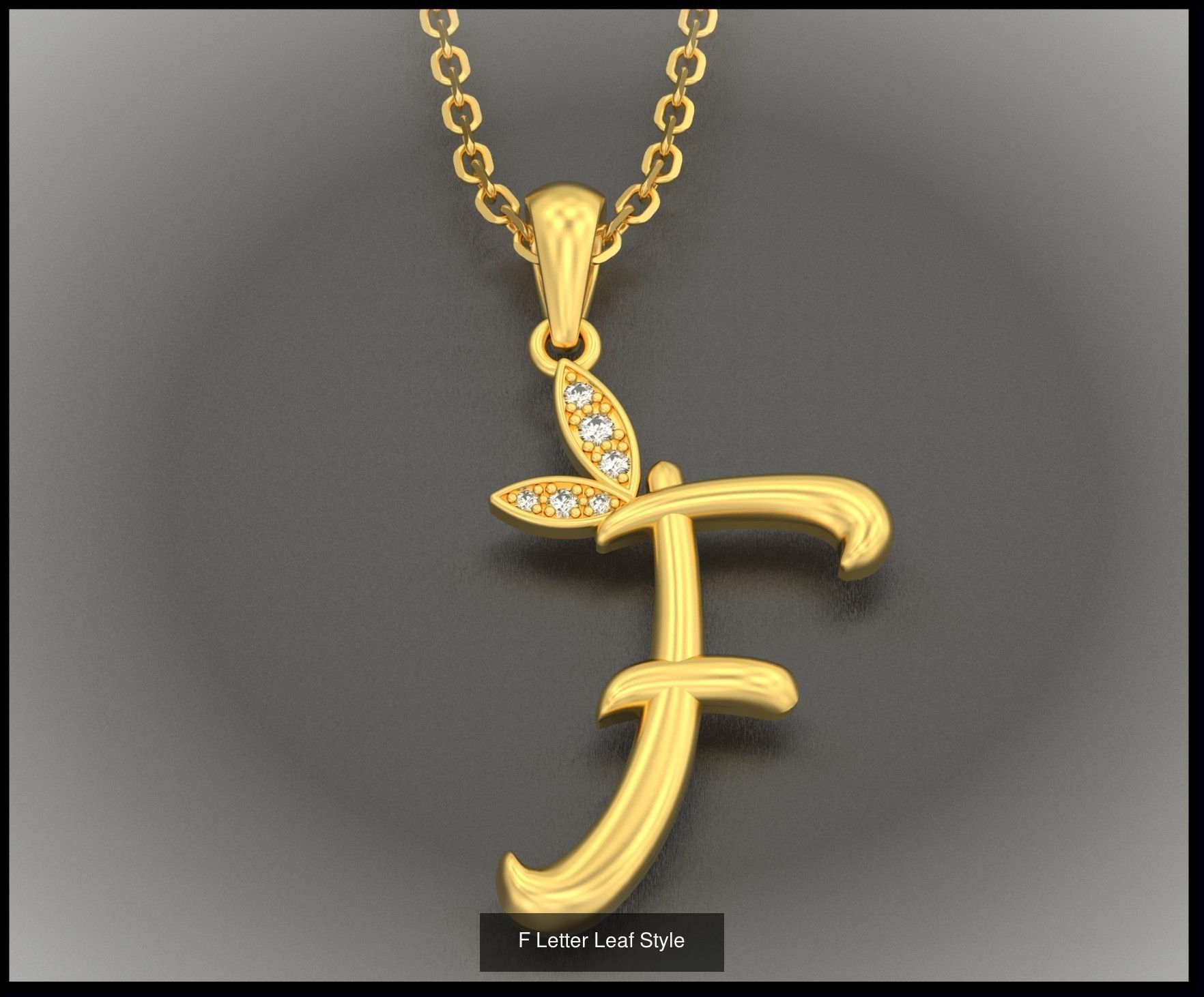 A-Z Letter Leaf Style 3D Model Collection_8