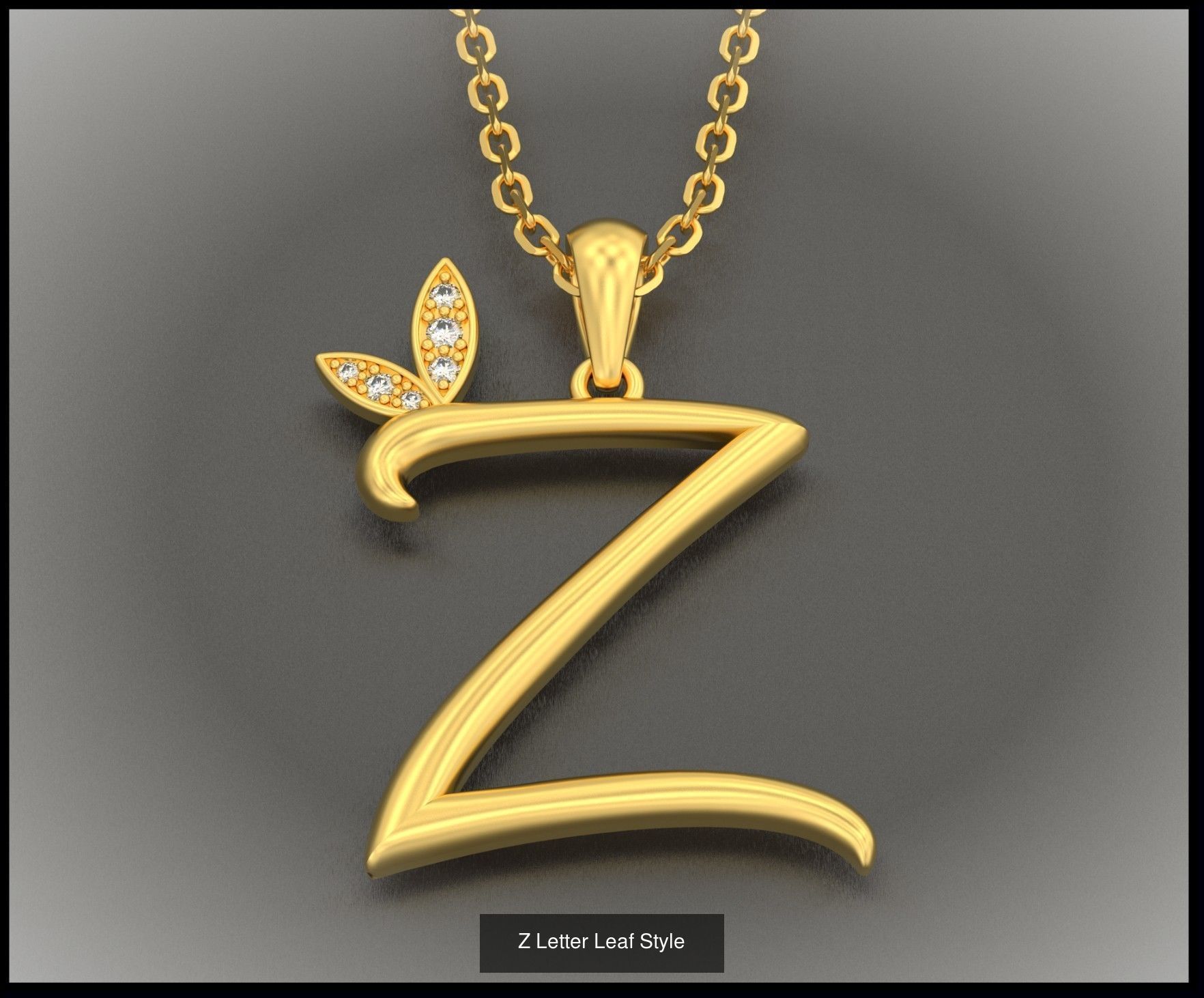 A-Z Letter Leaf Style 3D Model Collection_28