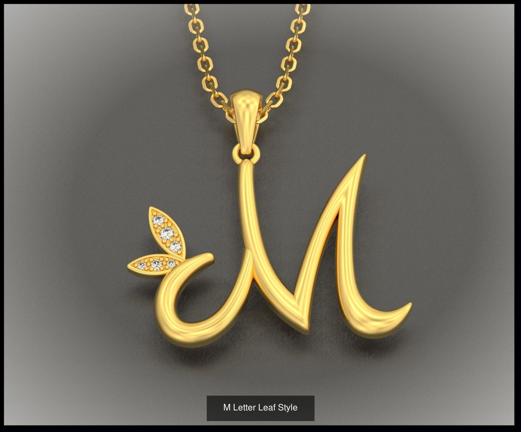 A-Z Letter Leaf Style 3D Model Collection_15