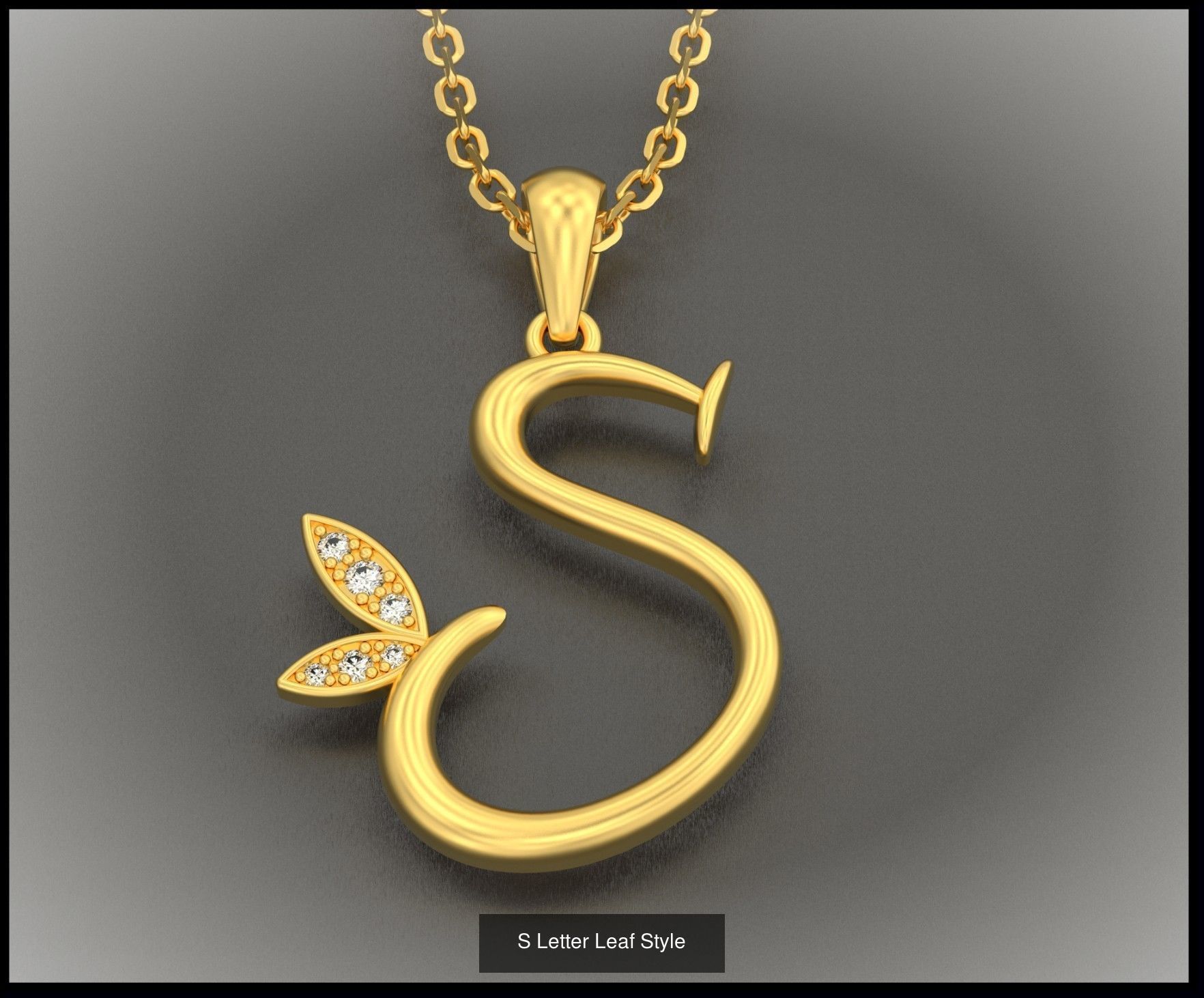 A-Z Letter Leaf Style 3D Model Collection_21