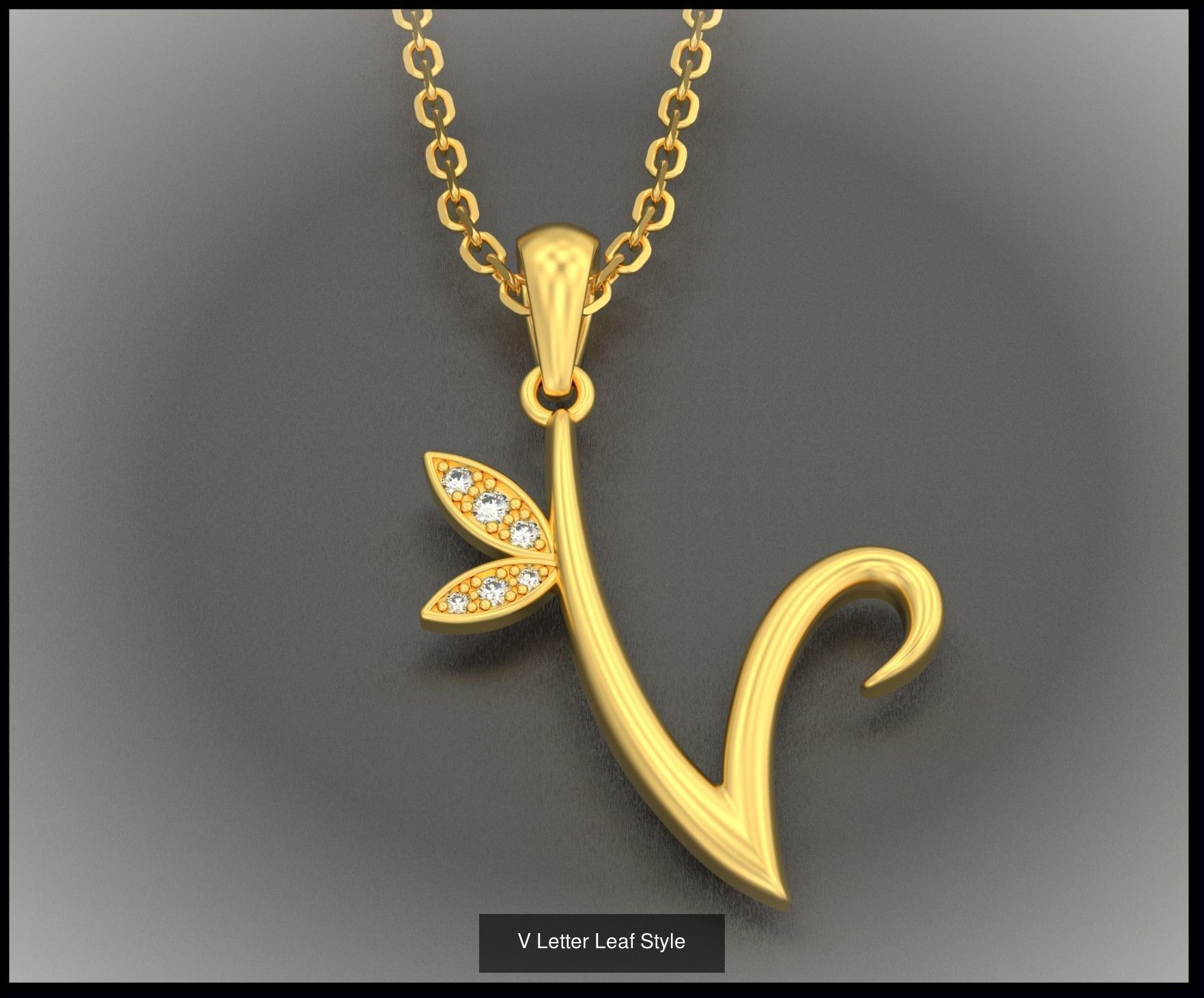 A-Z Letter Leaf Style 3D Model Collection_24