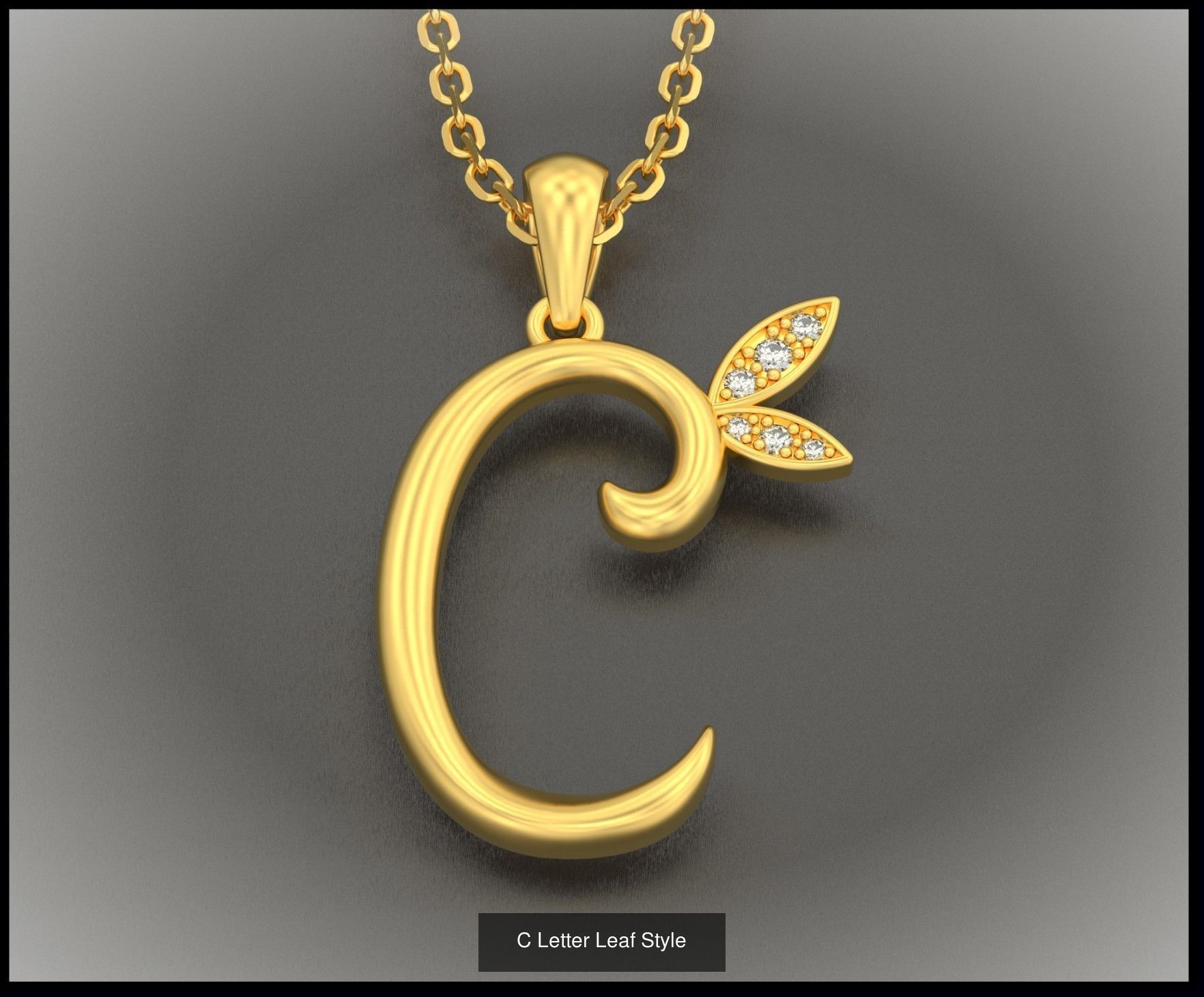 A-Z Letter Leaf Style 3D Model Collection_5