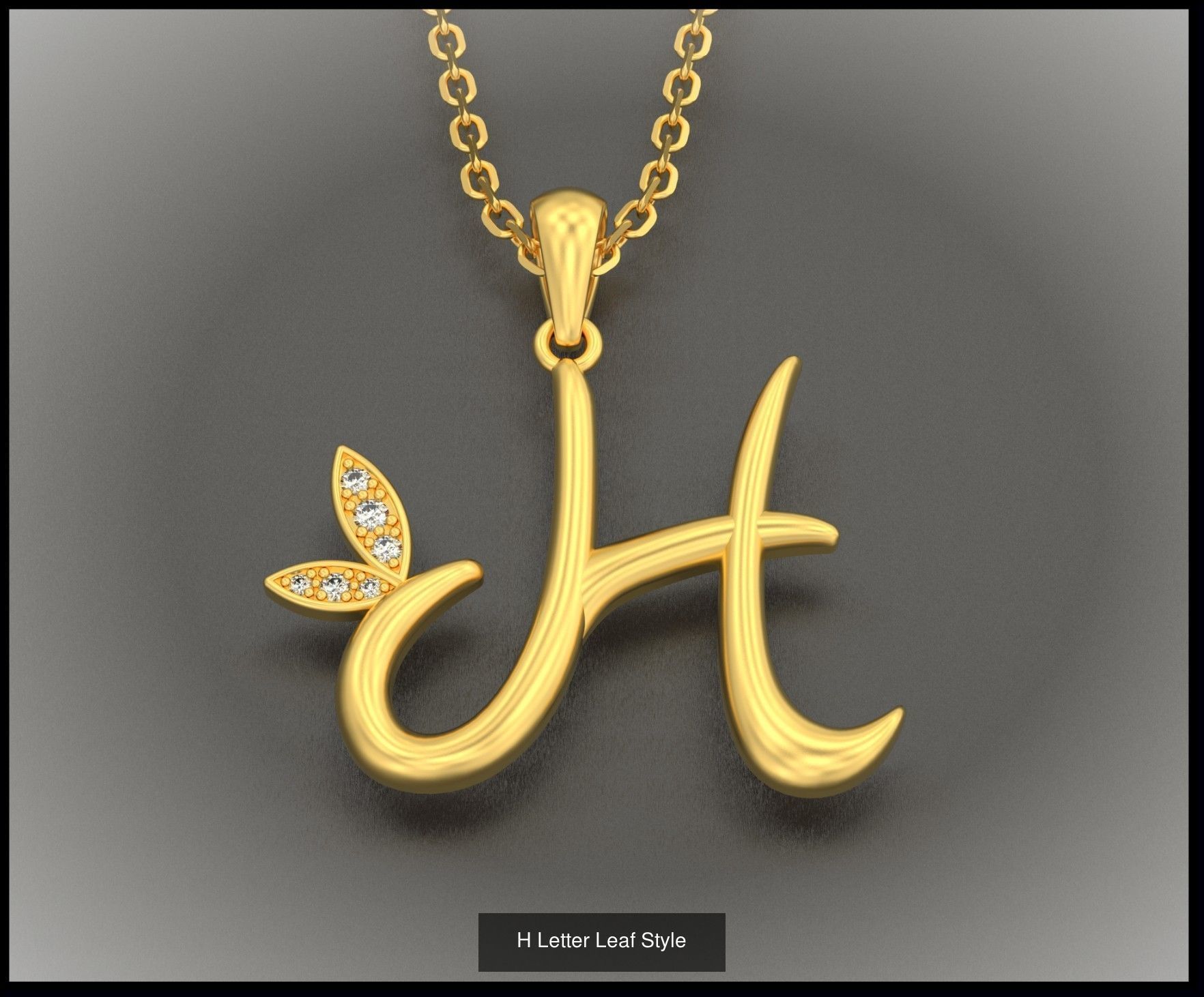 A-Z Letter Leaf Style 3D Model Collection_10