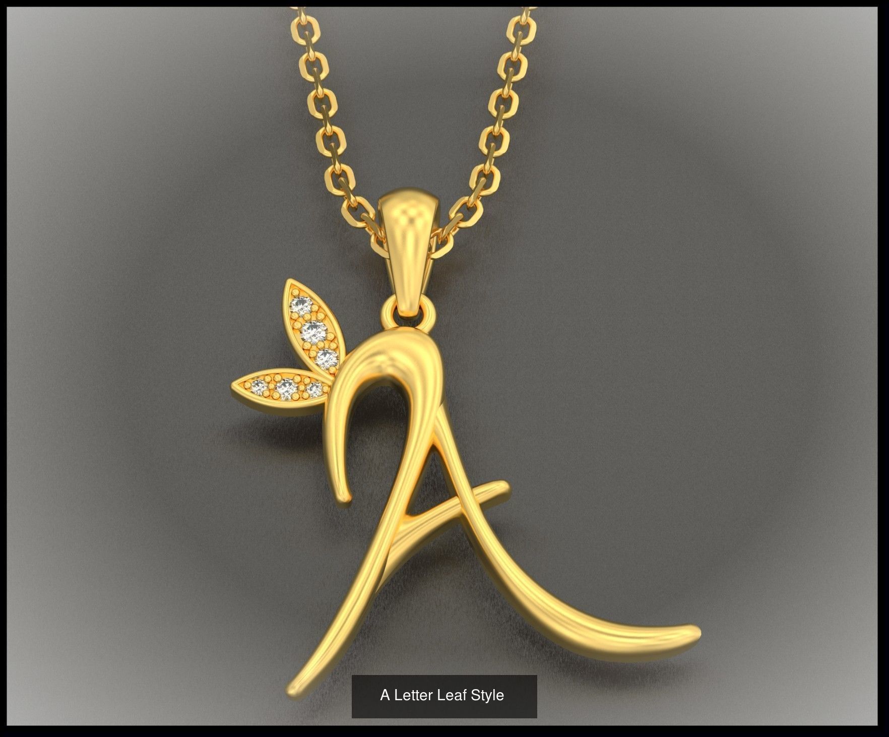 A-Z Letter Leaf Style 3D Model Collection_3