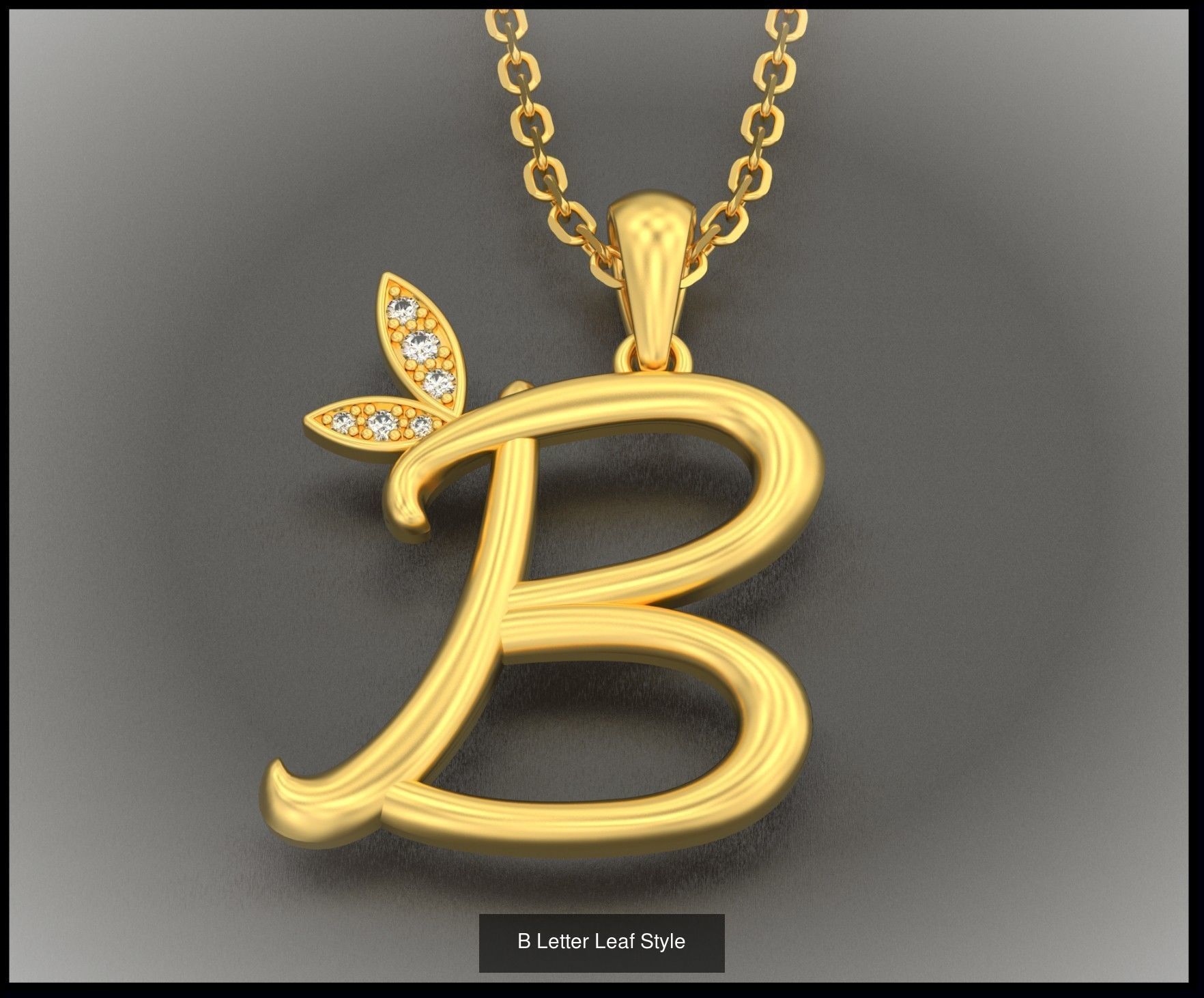 A-Z Letter Leaf Style 3D Model Collection_4