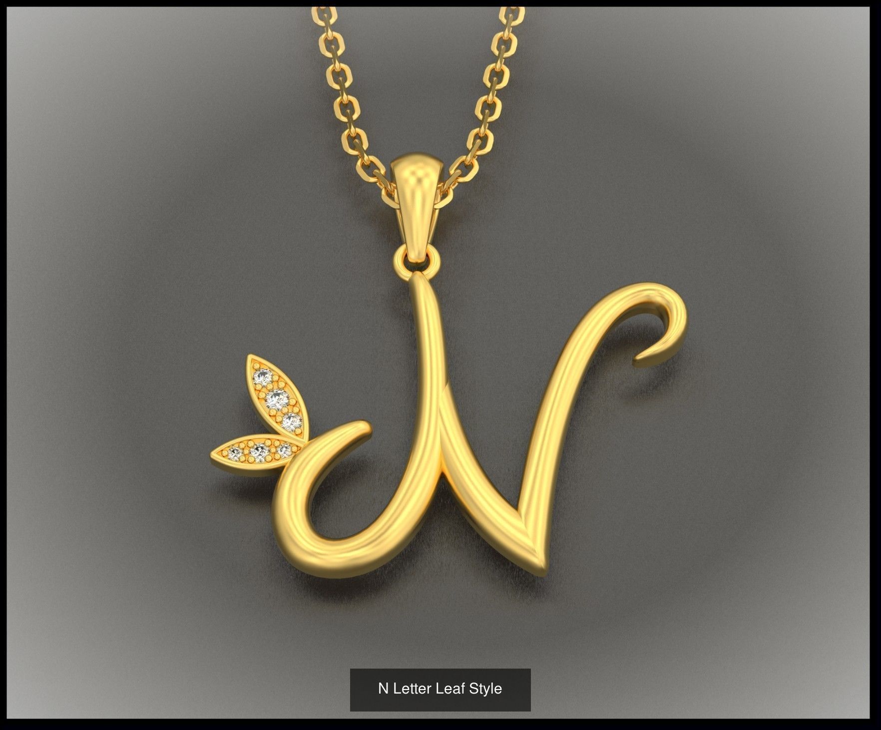 A-Z Letter Leaf Style 3D Model Collection_16