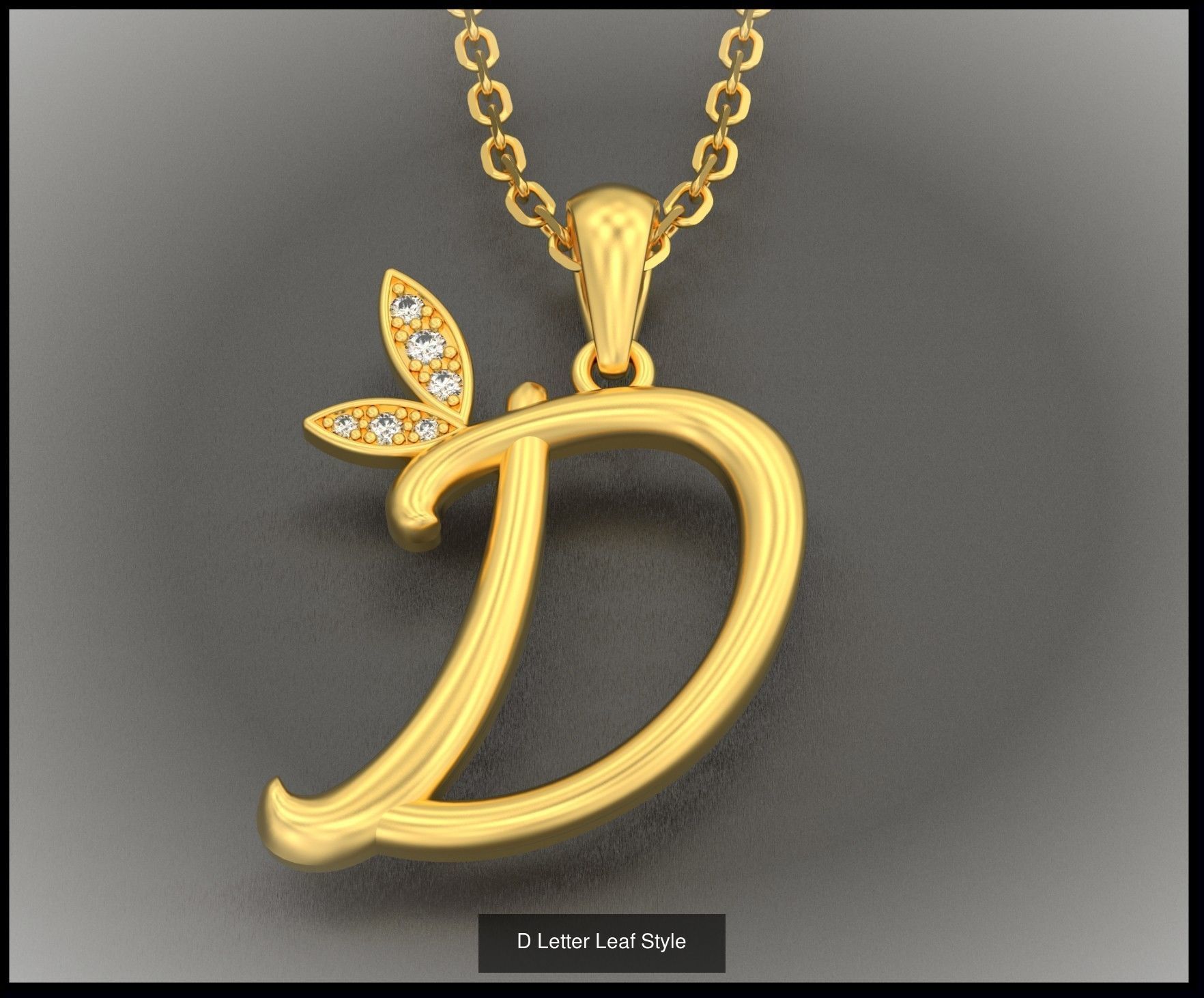 A-Z Letter Leaf Style 3D Model Collection_6