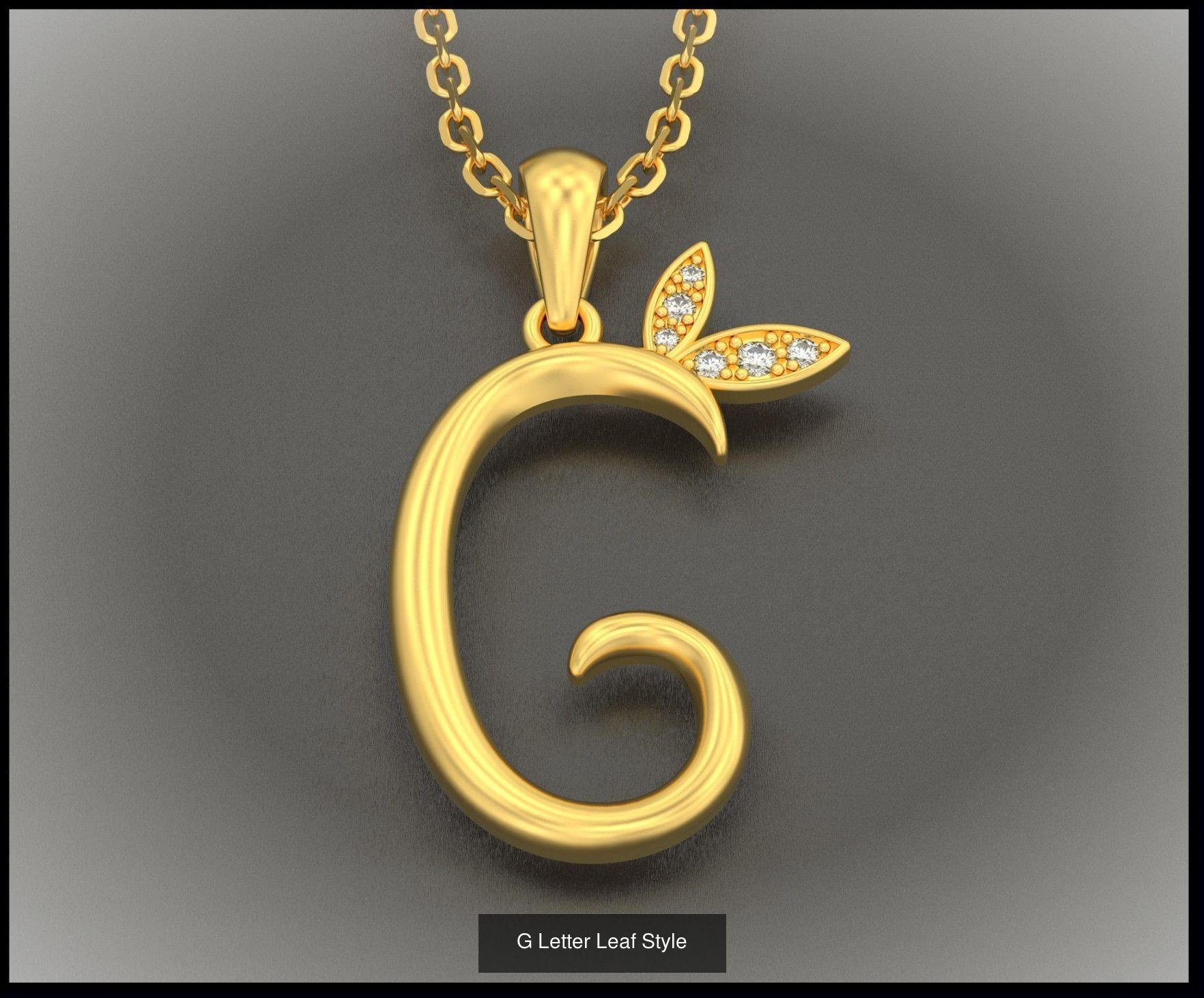 A-Z Letter Leaf Style 3D Model Collection_9