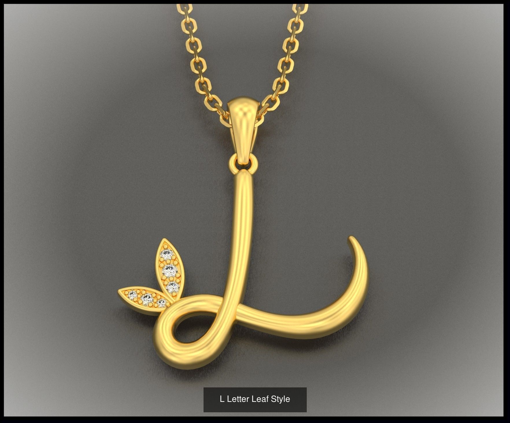 A-Z Letter Leaf Style 3D Model Collection_14