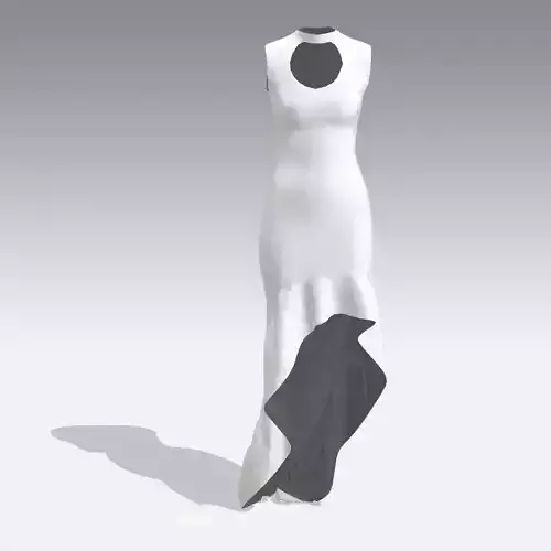 DRESS RUFFLED ASYMETRIC