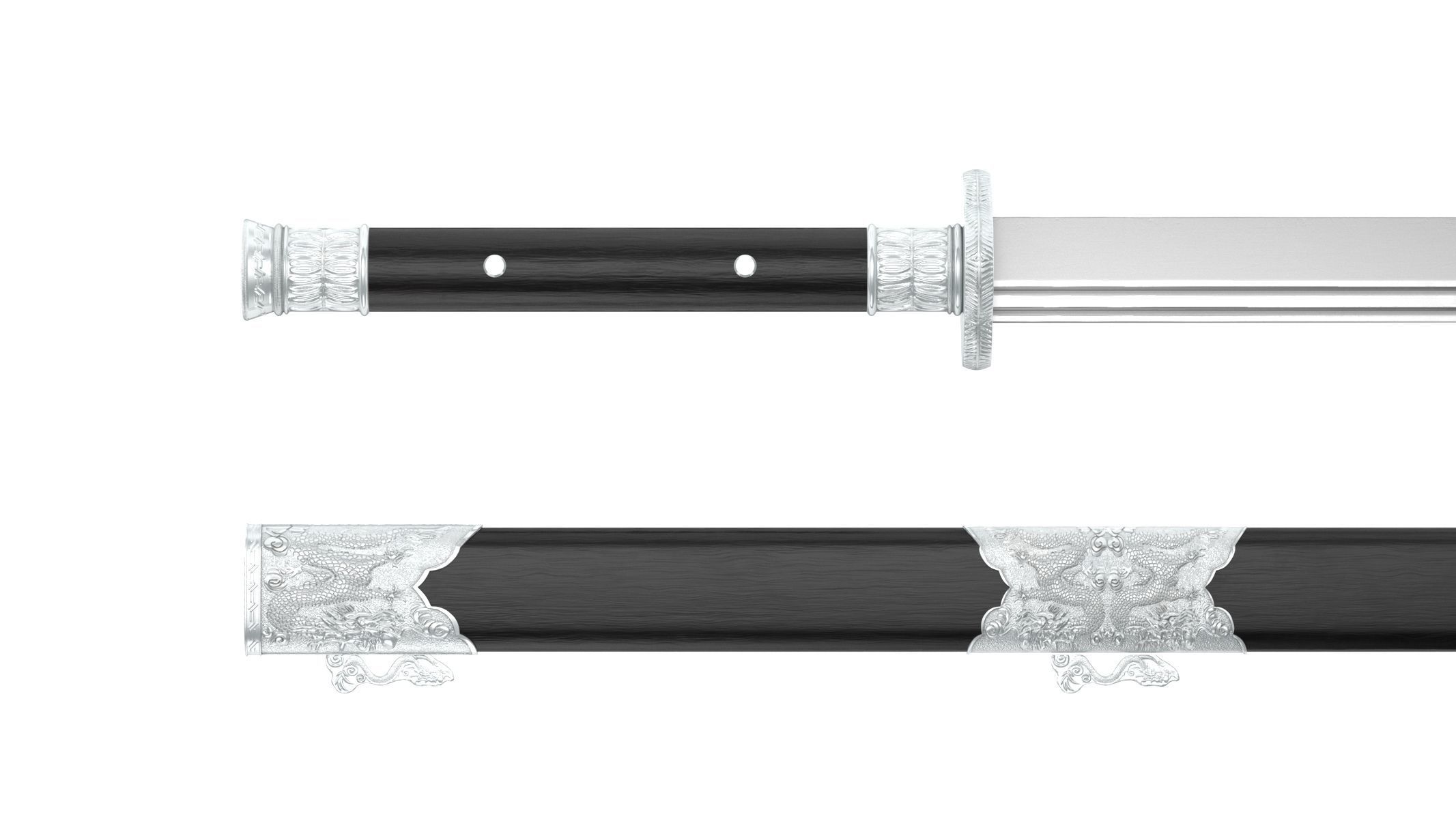 Dao Sword Low-poly 3D model_7