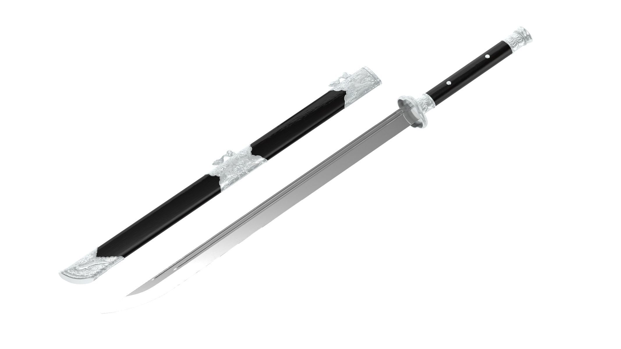 Dao Sword Low-poly 3D model_1