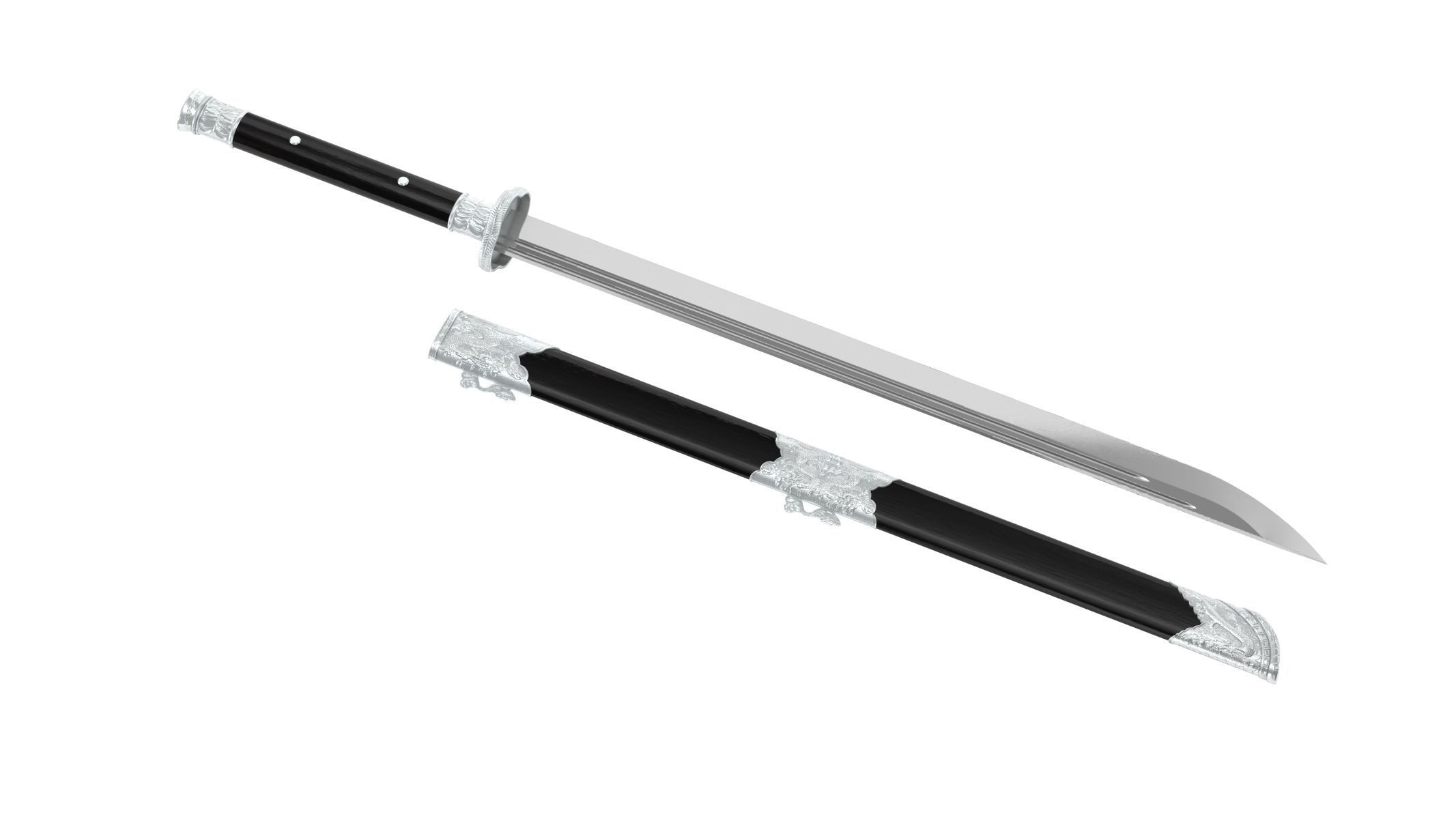 Dao Sword Low-poly 3D model_2