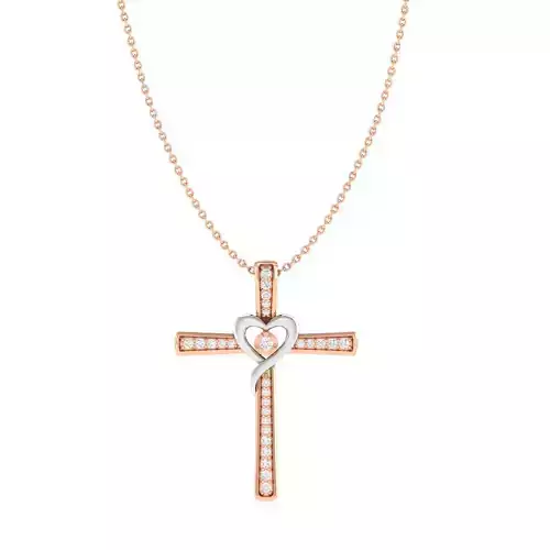 Cross pendant with heart 3dm stl render detail 3D print model