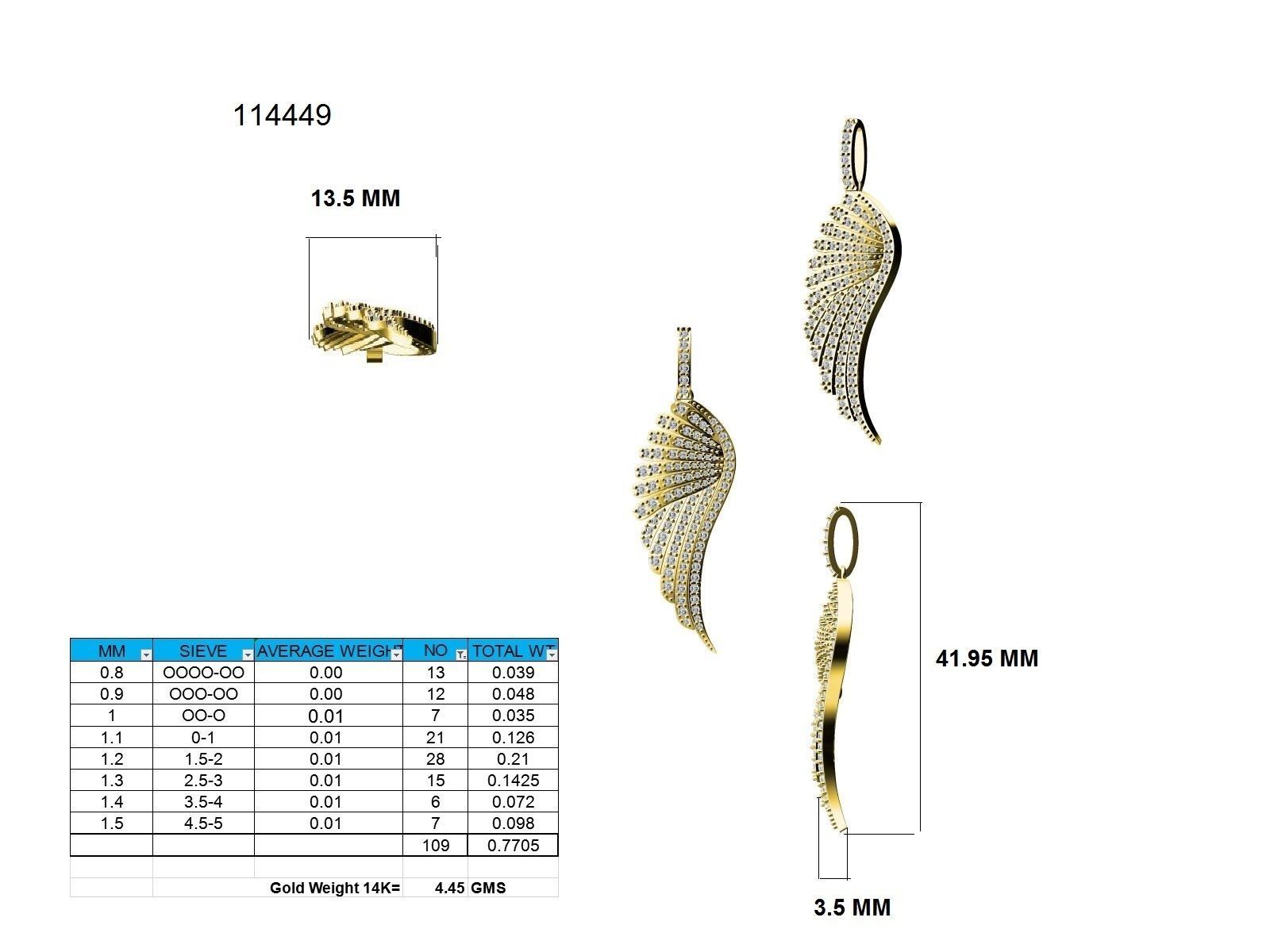 Wings pendant 3dm stl render detail 3D print model_9