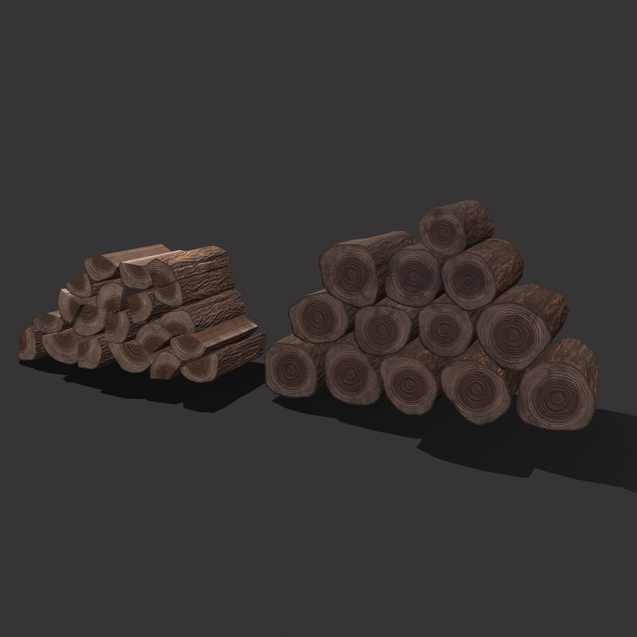 Wood Stacks Logs and Pieces 3D Model Collection_8