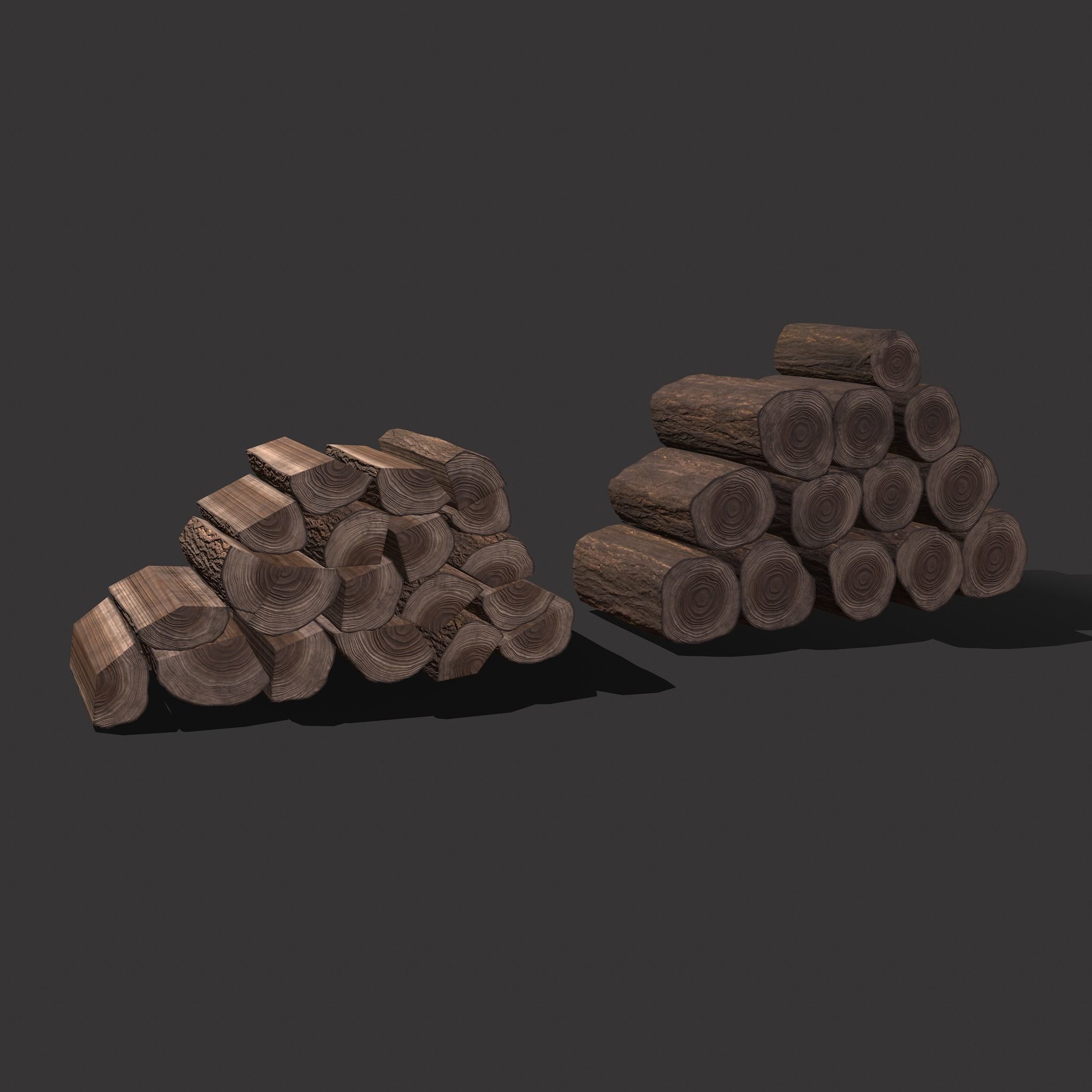 Wood Stacks Logs and Pieces 3D Model Collection_30