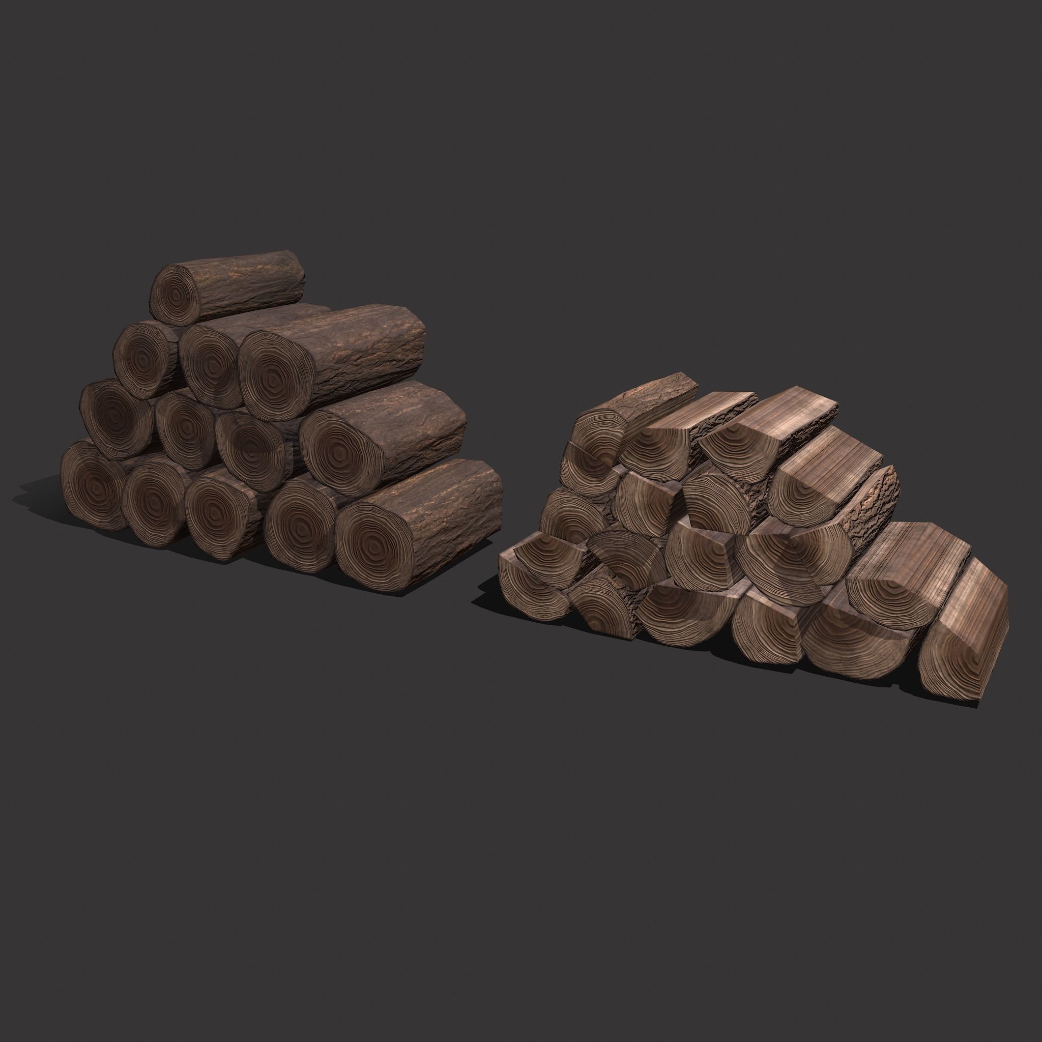 Wood Stacks Logs and Pieces 3D Model Collection_10