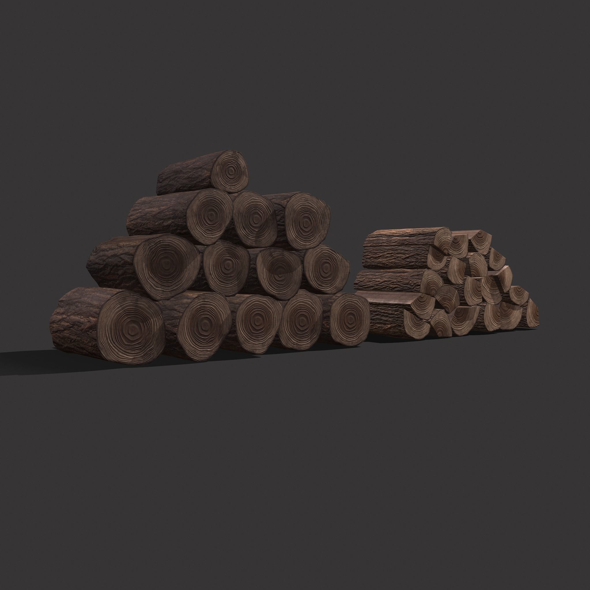 Wood Stacks Logs and Pieces 3D Model Collection_7