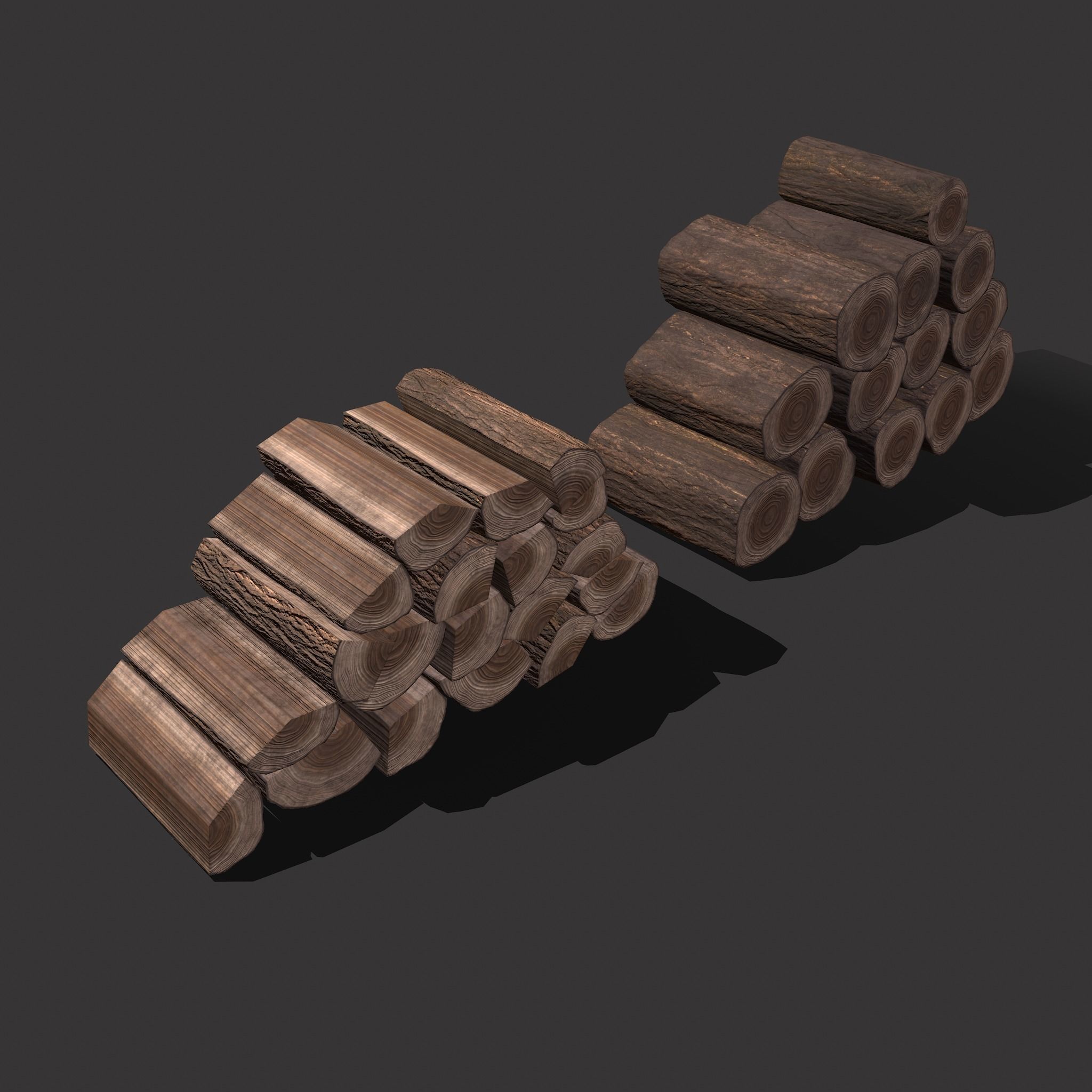 Wood Stacks Logs and Pieces 3D Model Collection_35