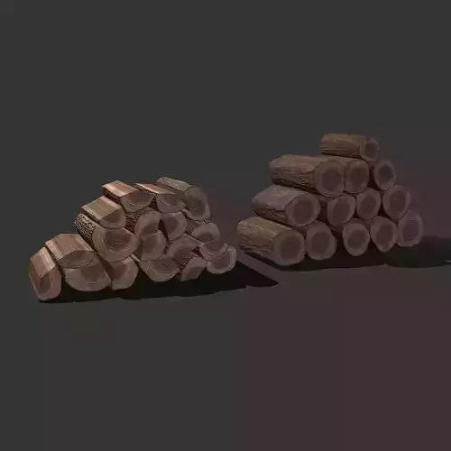 Wood Stacks Logs and Pieces 3D Model Collection