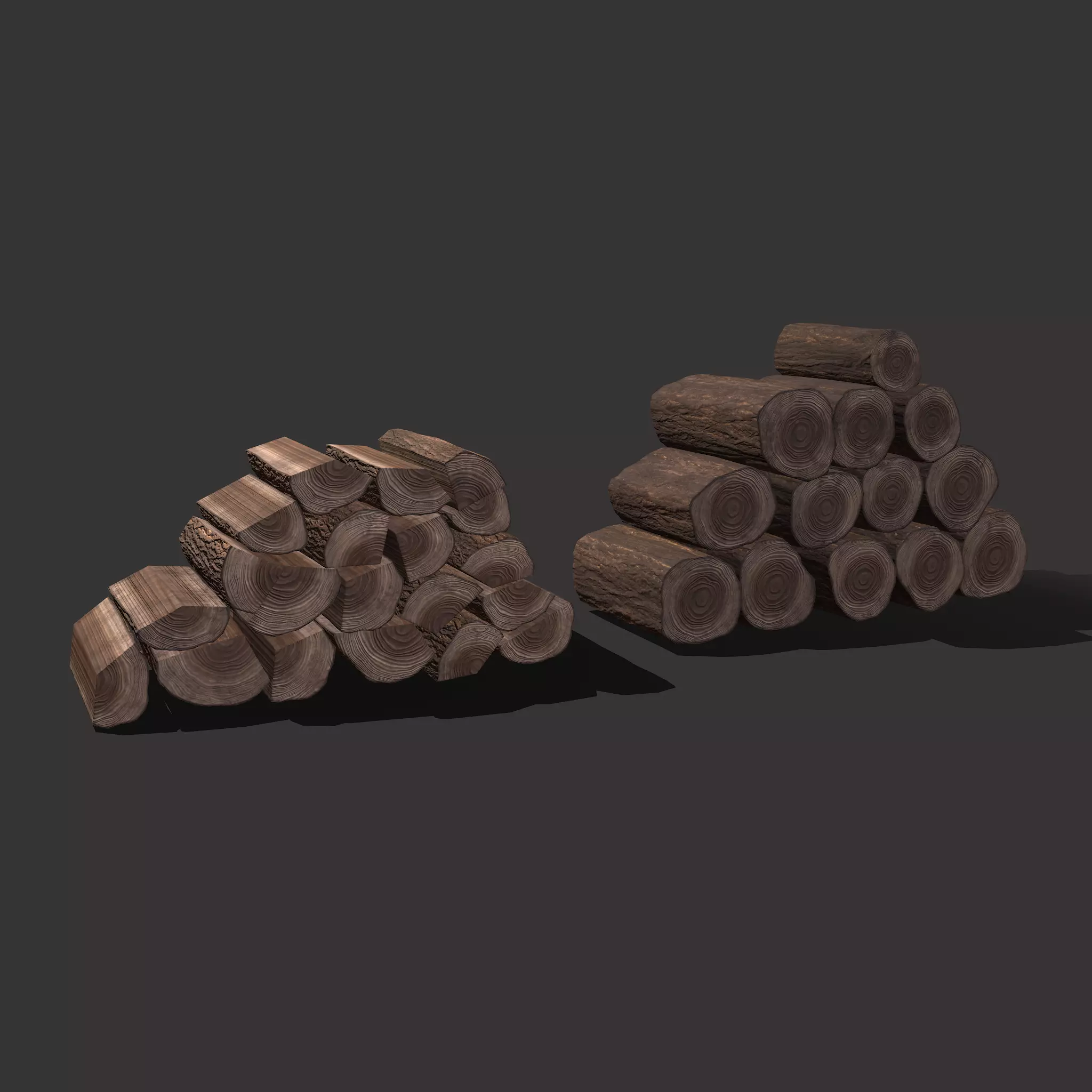 Wood Stacks Logs and Pieces 3D Model Collection_0