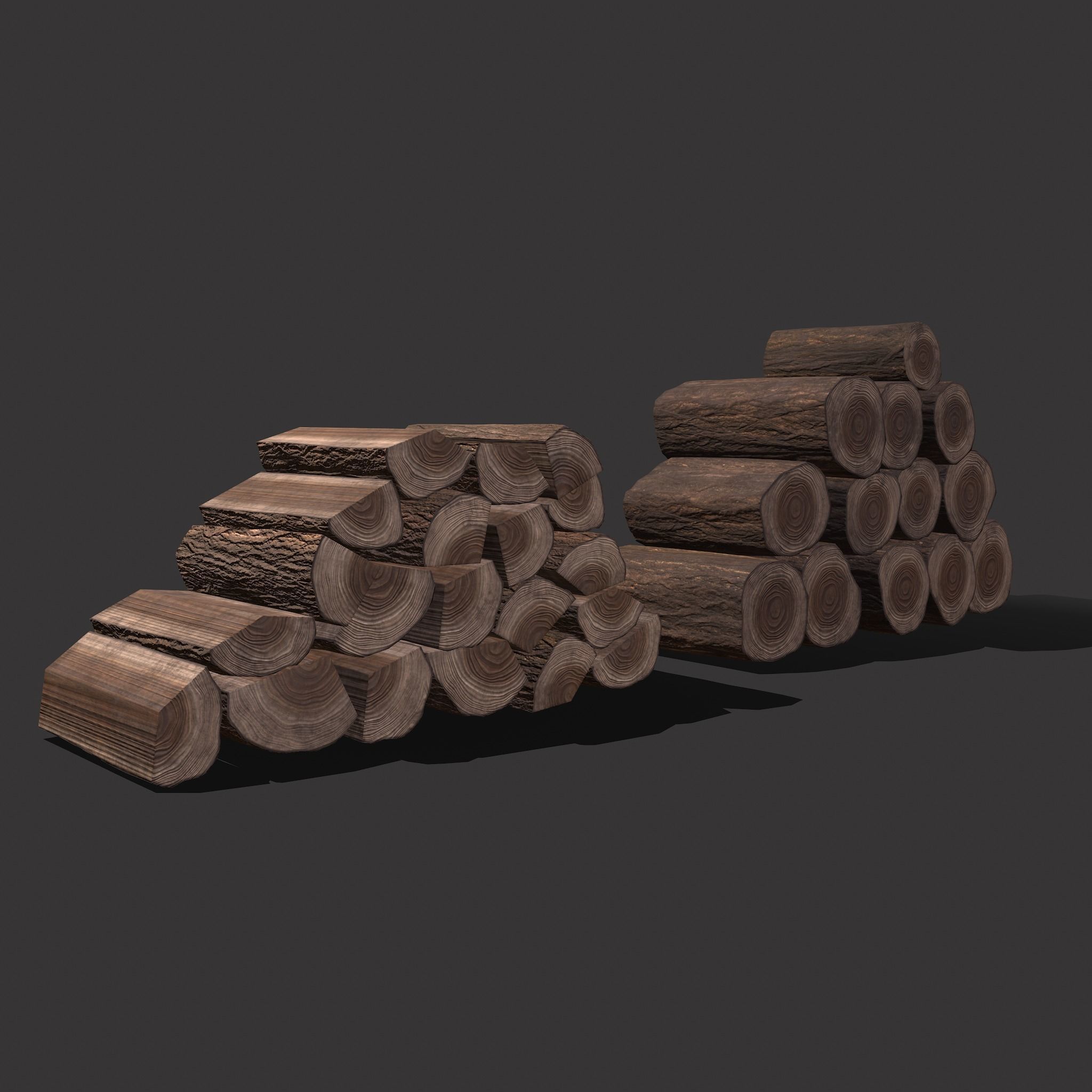 Wood Stacks Logs and Pieces 3D Model Collection_34