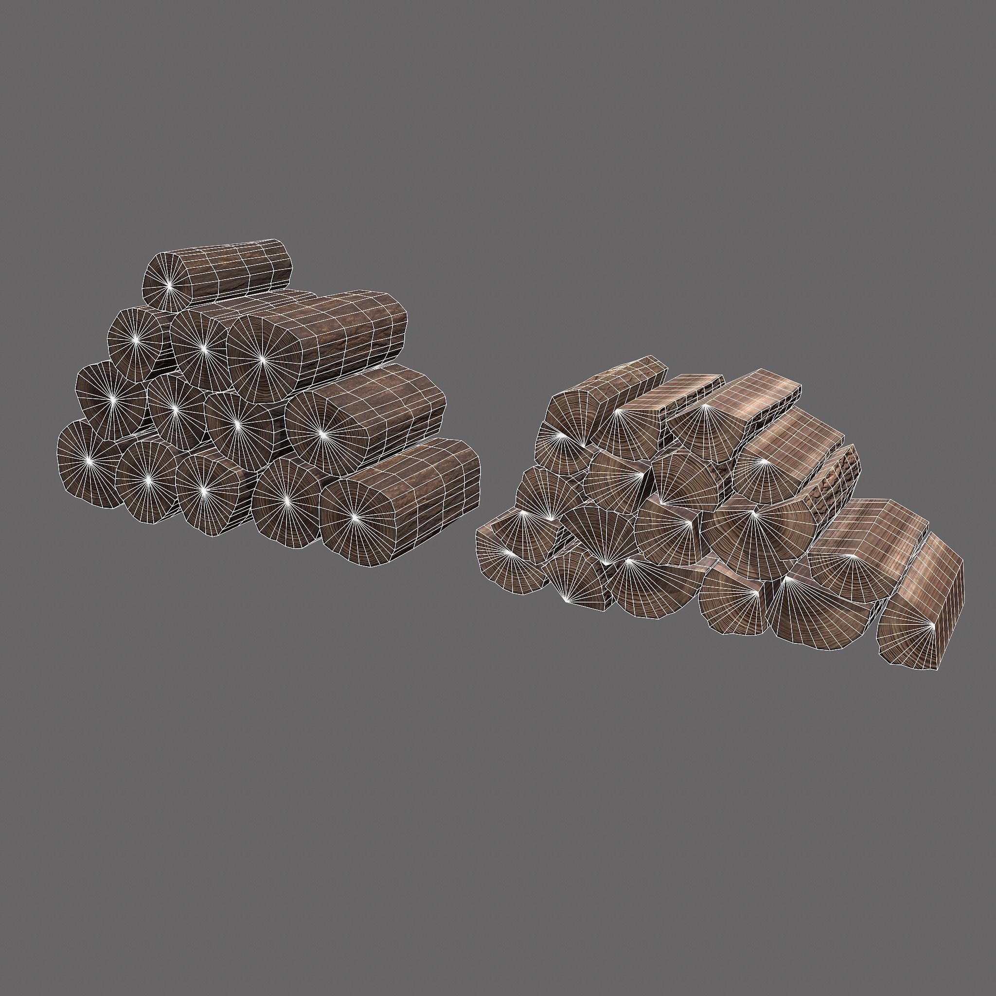 Wood Stacks Logs and Pieces 3D Model Collection_11