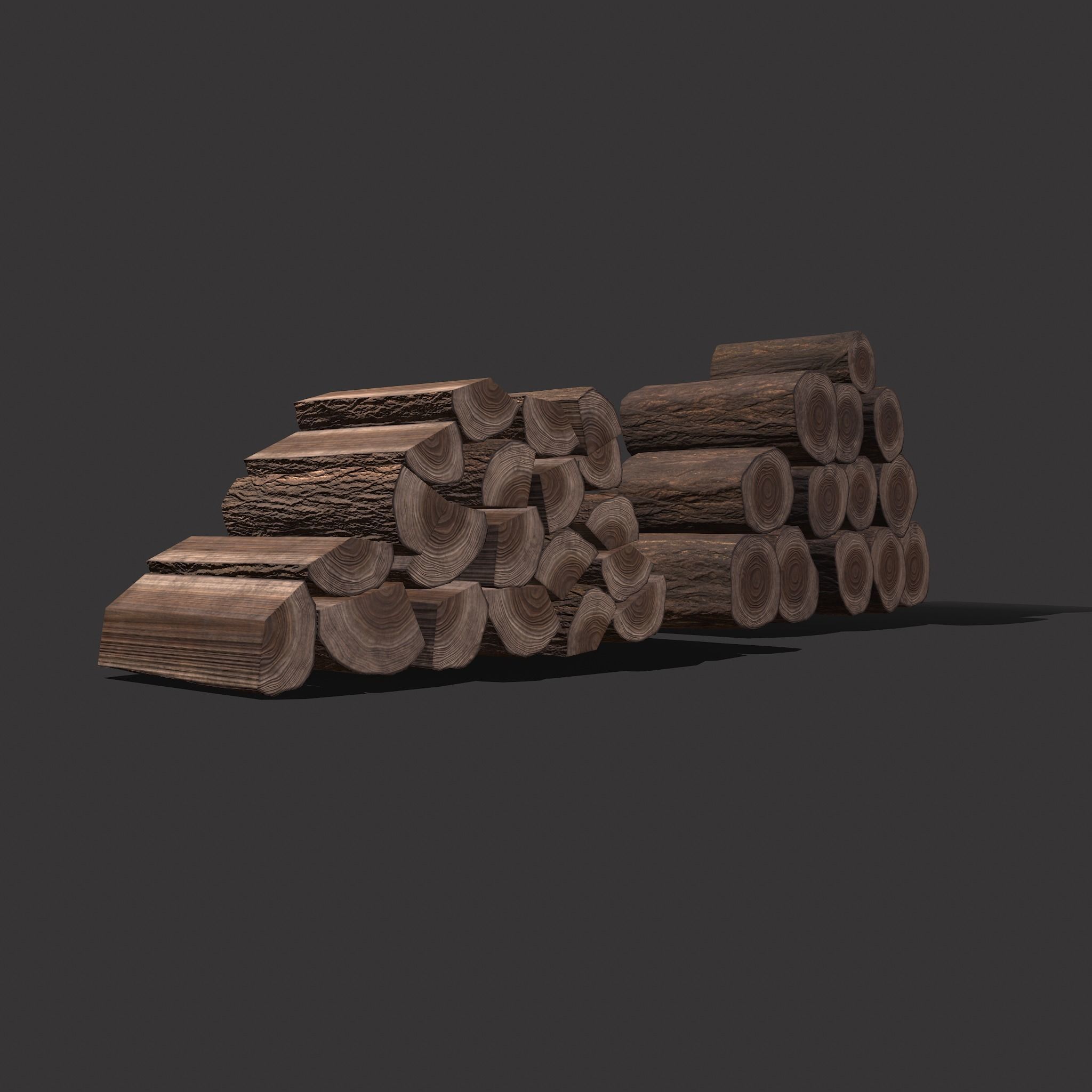 Wood Stacks Logs and Pieces 3D Model Collection_16