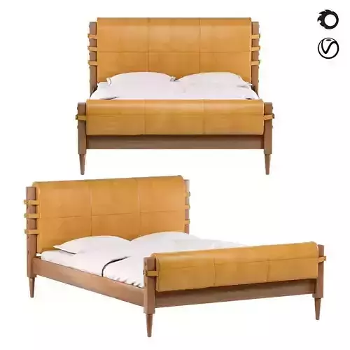 Rhys Leather Bed 3D model