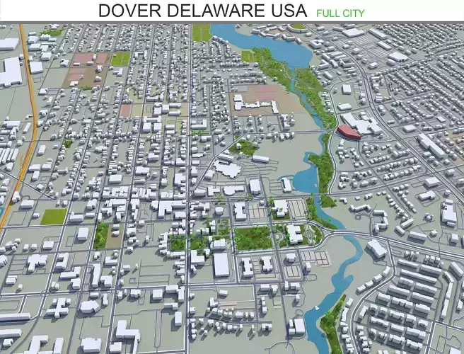 Dover Delaware USA 20km Low-poly 3D model