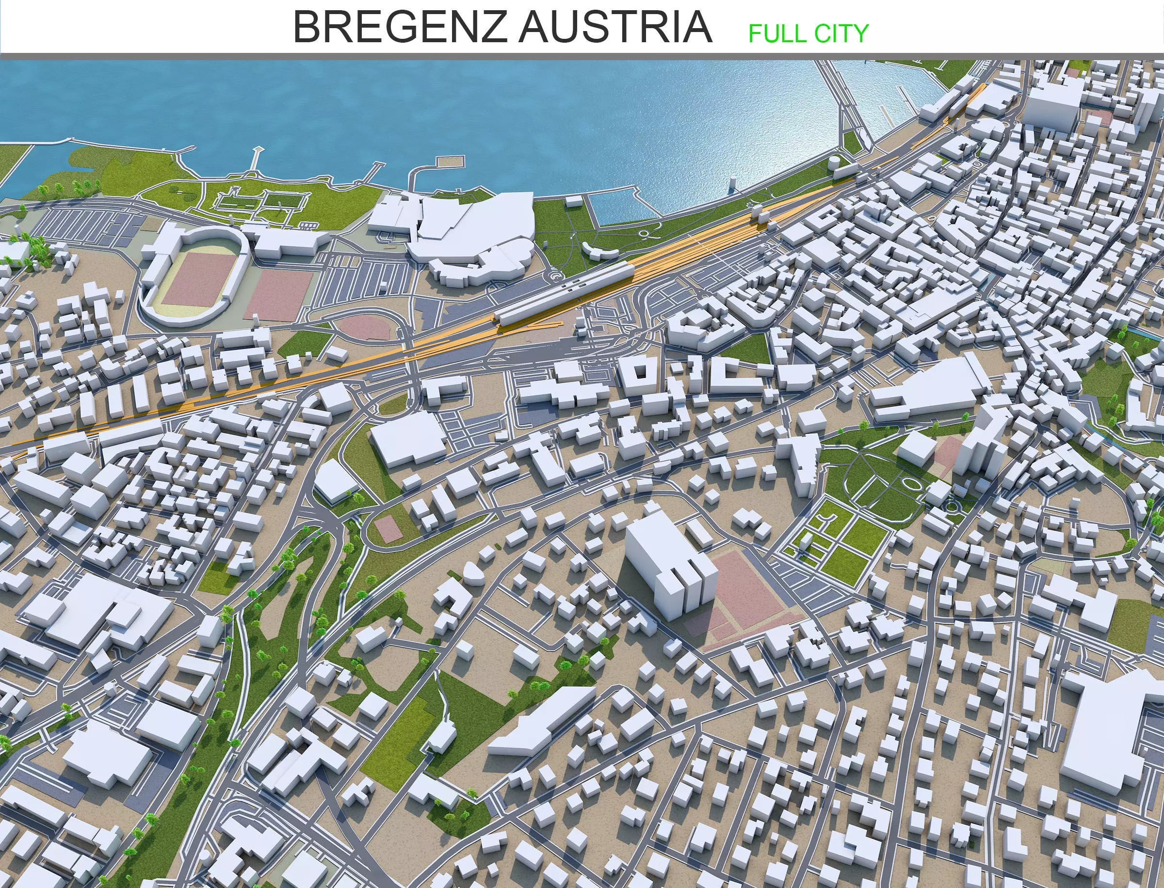 Bregenz Austria 15km Low-poly 3D model