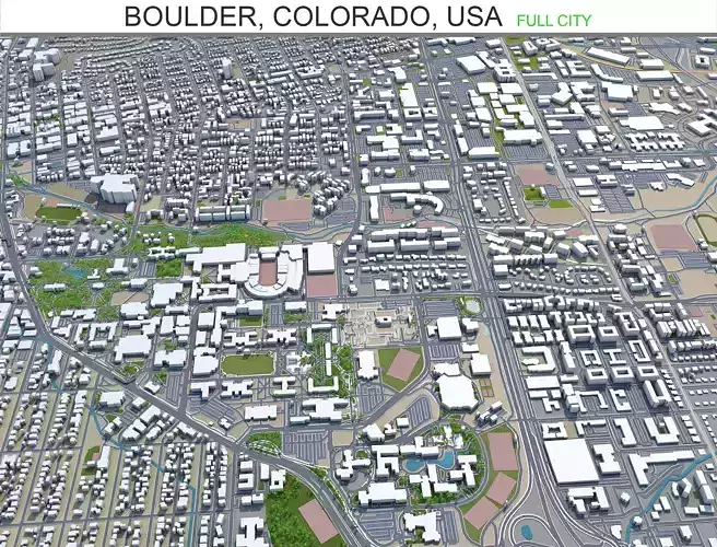 Boulder Colorado USA 30km Low-poly 3D model