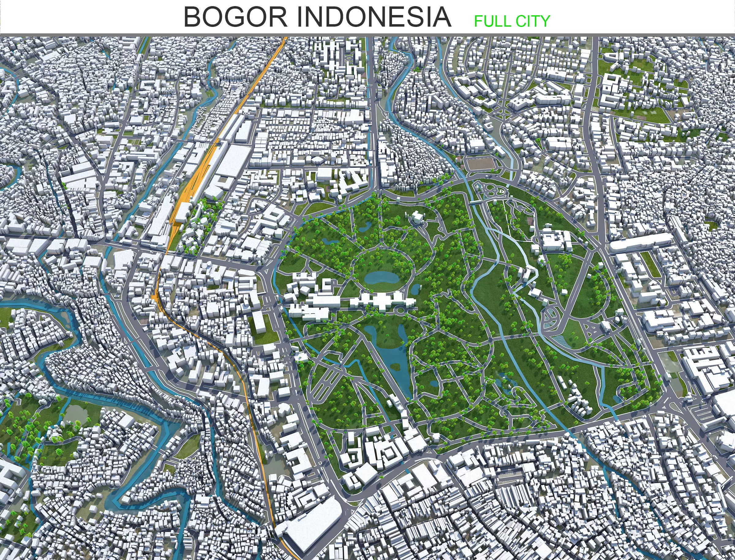 Bogor Ctiy Indonesia Low-poly 3D model